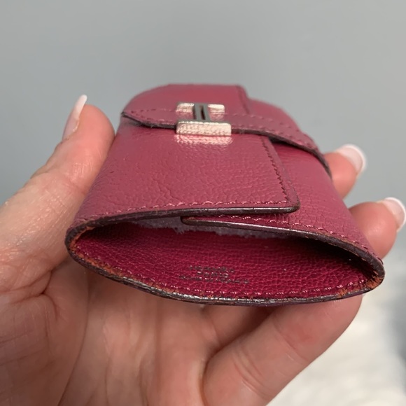 Authentic Hermes Bearn pink soft leather 4-ring key pouch key case key holder - Picture 4 of 17